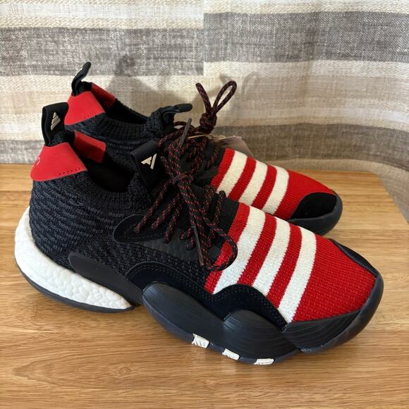 Adidas Trae Young 2 Black and Red Basketball Shoes Size 8.5 - Picture 2 of 8